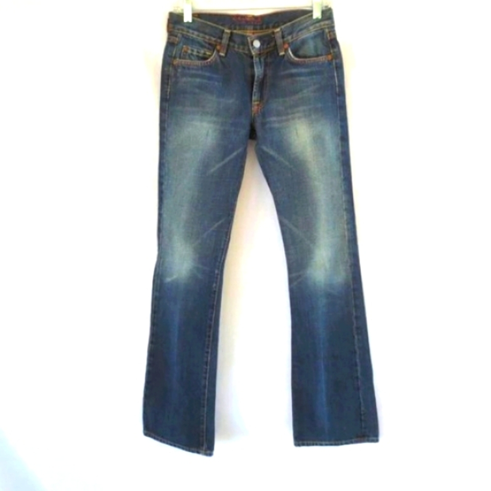 7 for All Mankind 90s Jeans Faded Dark Wash Low-rise Bootcut Cotton Size 27